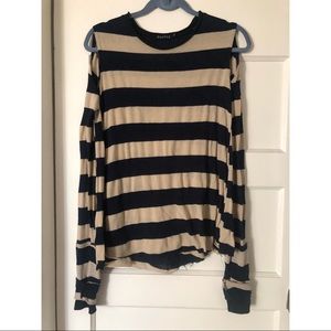 Noctex Cold-Shoulder long sleeve striped top Size Small
